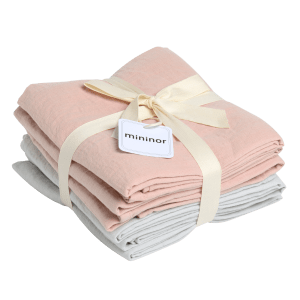Muslin Cloth Organic Peach/Glacier grey 6-pack