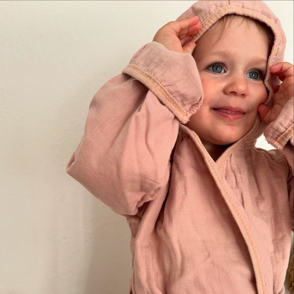 Organic cotton bathrobe 24-36m, Peach - Imagen 2